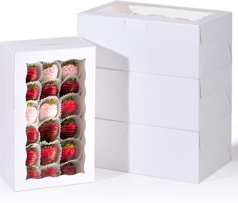HONGFAPK 30pcs 10 x 6 x 3.8 Inches Cookie Boxes with Window, Bakery Boxes, Cake Boxes, Treats Boxes, Chocolate Covered Strawberries, Cupcakes, Muffins, Donuts in Saudi Arabia