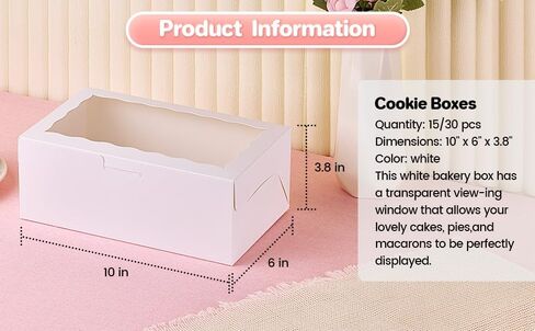 HONGFAPK 30pcs 10 x 6 x 3.8 Inches Cookie Boxes with Window, Bakery Boxes, Cake Boxes, Treats Boxes, Chocolate Covered Strawberries, Cupcakes, Muffins, Donuts in Saudi Arabia