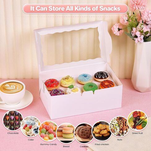 HONGFAPK 30pcs 10 x 6 x 3.8 Inches Cookie Boxes with Window, Bakery Boxes, Cake Boxes, Treats Boxes, Chocolate Covered Strawberries, Cupcakes, Muffins, Donuts in Saudi Arabia