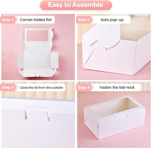 HONGFAPK 30pcs 10 x 6 x 3.8 Inches Cookie Boxes with Window, Bakery Boxes, Cake Boxes, Treats Boxes, Chocolate Covered Strawberries, Cupcakes, Muffins, Donuts in Saudi Arabia
