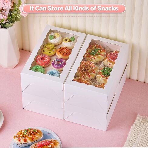 HONGFAPK 30pcs 10 x 6 x 3.8 Inches Cookie Boxes with Window, Bakery Boxes, Cake Boxes, Treats Boxes, Chocolate Covered Strawberries, Cupcakes, Muffins, Donuts in Saudi Arabia