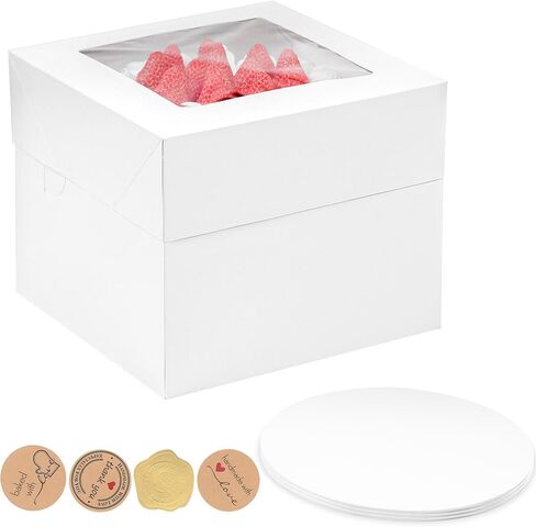 12x12x10 Inches Cake Boxes with Cake Boards, 3 Pack Premium Tall Cheesecake Boxes with Display Window for Christmas, Birthday, Wedding in Saudi Arabia