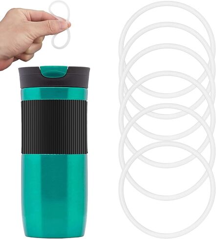 6 قطع من أختام الأغطية المطاطية البديلة المتوافقة مع كوب السفر Contigo Snapseal Byron سعة 16 و20 أونصة، حشوات أغطية مطاطية مانعة للتسرب بديلة لأكواب Contigo (أبيض شفاف) in Saudi Arabia