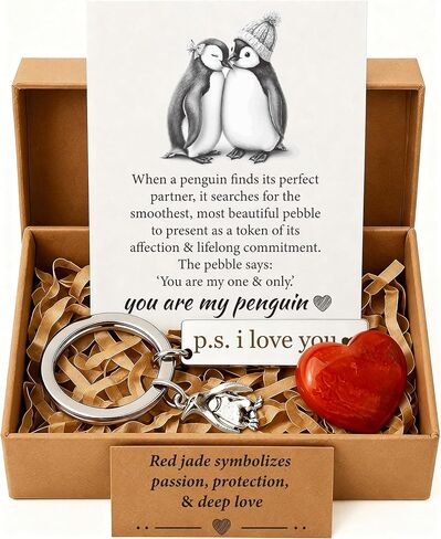 Valentine's Day Penguin Gift Box Set - Romantic I Love You Presents for Him or Her, Girlfriend, Boyfriend, Fiancee, Wife, Husband - Anniversary, Birthday, Engagement & Easter Basket Stuffer in Saudi Arabia