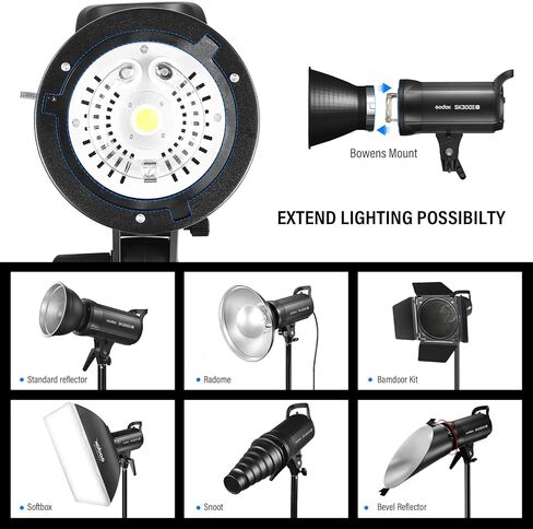 Godox 2* SK400ii 800Ws Studio Strobe Flash Lighting Kit:2 Pack SK400II Monolight with Bowens Mount for Photography and Studio Video Shooting with Light Stand,Softbox,Umbrella,Reflector,Barn Door... in Saudi Arabia