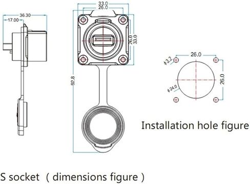 U 3.0 Panel Mount Socket Connector Female Waterproof IP67 Outdoor in Saudi Arabia