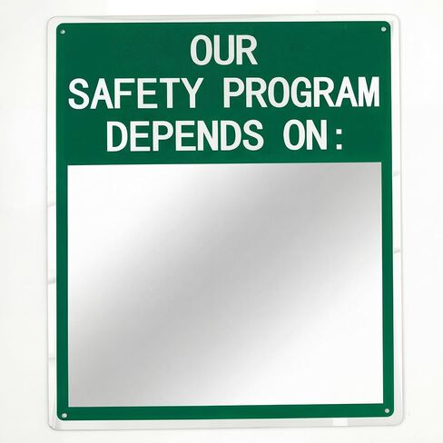 Safety Mirror Sign for Workplace - "Our Safety Program Depends on You" Industrial Workplace Message Sign with Acrylic Mirror, Wall Mounted 16" x 19" in Saudi Arabia