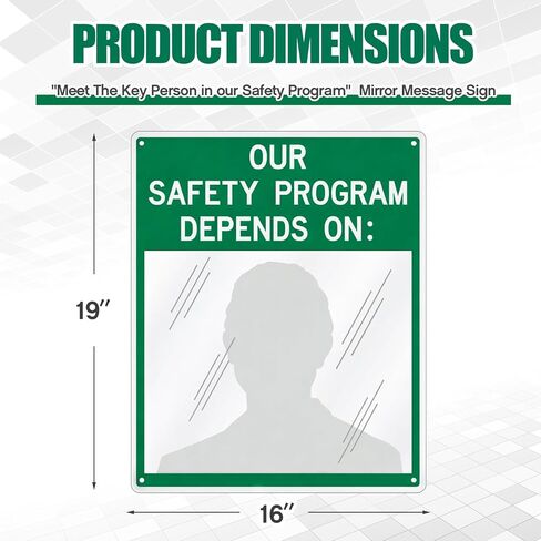 Safety Mirror Sign for Workplace - "Our Safety Program Depends on You" Industrial Workplace Message Sign with Acrylic Mirror, Wall Mounted 16" x 19" in Saudi Arabia