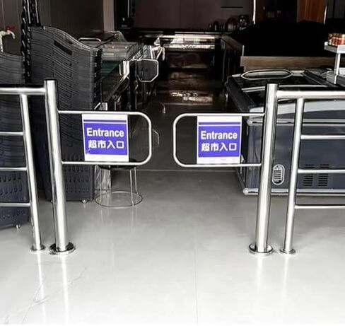 Automatic Swing Gate - One-Way Metal Door with Rebound Feature, Hand Push Design for Supermarket Entry, Secure Access Solution for High Traffic Areas in Saudi Arabia