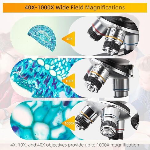 Swift Compound Monocular Microscope SW200DL with 40X-1000X Magnification, Dual Light, Precision Fine Focus, Wide-Field 25X Eyepiece and Cordless Capability for Student Beginner in Saudi Arabia