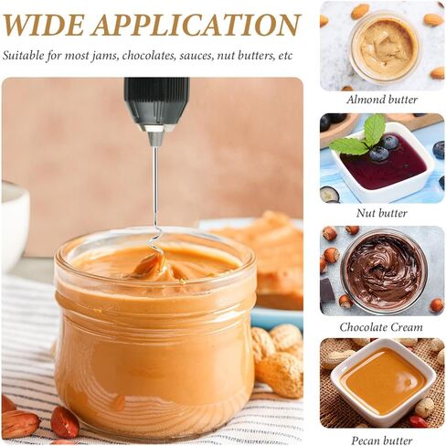 Peanut Butter Stirrer Tool, Stainless Steel Drill Nut Butter Stirrer, Fast Mixing Stirrer Utensil Hand Mixer Electric Attachment for Mixing Various Peanut Butte-r Jam(COLOR:Silver) in Saudi Arabia
