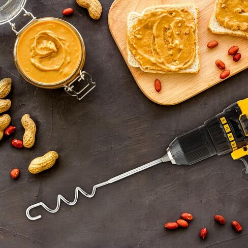 Peanut Butter Stirrer Tool, Stainless Steel Drill Nut Butter Stirrer, Fast Mixing Stirrer Utensil Hand Mixer Electric Attachment for Mixing Various Peanut Butte-r Jam(COLOR:Silver) in Saudi Arabia