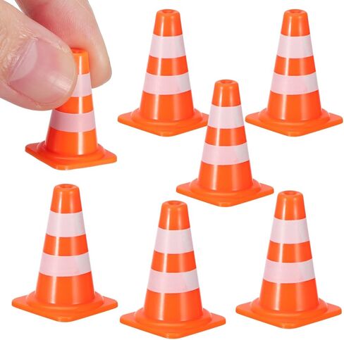 Toddmomy 7 Pcs Mini Traffic Cones, 1" Tiny Orange Safety Cones for Cake Toppers, Construction Party Decorations, RC Car Track and Kids Education in Saudi Arabia