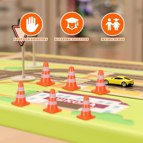 Toddmomy 7 Pcs Mini Traffic Cones, 1" Tiny Orange Safety Cones for Cake Toppers, Construction Party Decorations, RC Car Track and Kids Education in Saudi Arabia