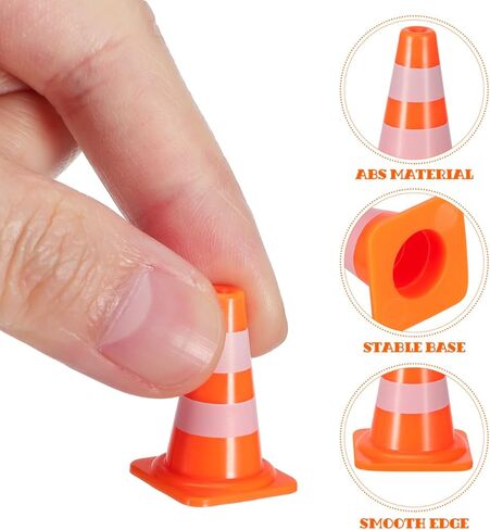 Toddmomy 7 Pcs Mini Traffic Cones, 1" Tiny Orange Safety Cones for Cake Toppers, Construction Party Decorations, RC Car Track and Kids Education in Saudi Arabia