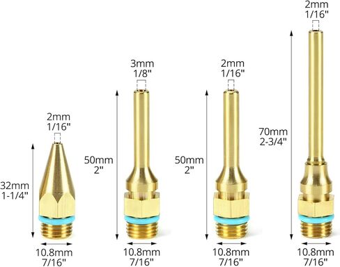 QWORK 4Pcs Pure Copper Glue Gun Nozzle Set - Glue Gun Nozzle Assortment Set, Gluegun Tips Replacement for Hot Melting Glue Guns Bore, 2.0x(34/50/70/100mm)+3.0x50mm in Saudi Arabia