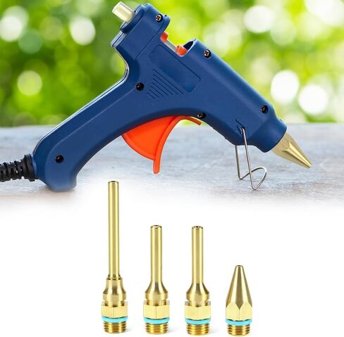 QWORK 4Pcs Pure Copper Glue Gun Nozzle Set - Glue Gun Nozzle Assortment Set, Gluegun Tips Replacement for Hot Melting Glue Guns Bore, 2.0x(34/50/70/100mm)+3.0x50mm in Saudi Arabia