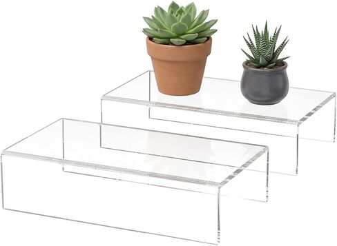 حامل أرفف أكريليك مقاس 12 × 4.3 × 2، رف عرض شفاف مقاس 12 بوصة للأحذية والنظارات والنباتات وديكورات المنزل والعطور، مقاس 12 × 4.3 × 2 بوصة in Saudi Arabia