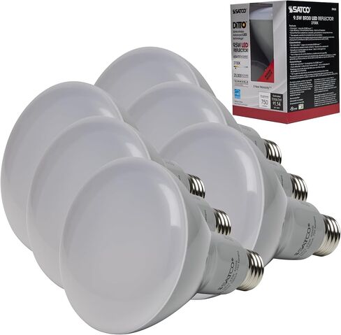 Satco S9620 9.5 Watt BR30 LED Reflector Light Bulbs - 65W Equivalent - 2700K Warm White - 105 deg. Beam Angle - E26 Medium Base - Dimmable - 120 Volt - 25,000 Hours (6 Pack) in Saudi Arabia