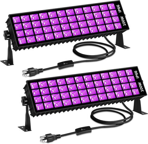 100W LED Black Light Bar, IP66 Waterproof Blacklight with 6ft Cord+Plug+Switch, Black Lights for Neon Glow Party, Fluorescent Poster, Body Paint, Birthday, Bedroom, Halloween, Christmas in Saudi Arabia