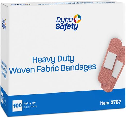 Dynarex Sterile Adhesive Heavy Duty Woven Fabric Bandages - 7/8" x 3" Flexible Wound Dressing for Minor Cuts, Secure Fit with Non-Stick Pad, Box of 100 in Saudi Arabia