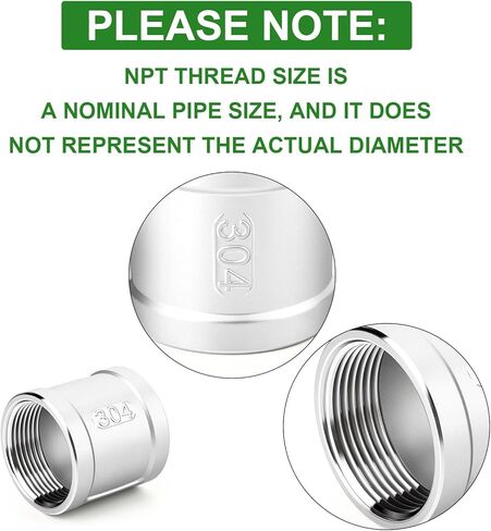 TAISHER 2PCS 304 Stainless Steel Cast Pipe Fitting, Coupling, 1-1/2" NPT Female Threaded in Saudi Arabia
