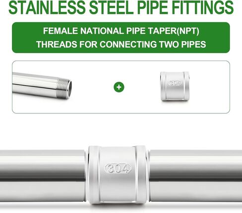 TAISHER 2PCS 304 Stainless Steel Cast Pipe Fitting, Coupling, 1-1/2" NPT Female Threaded in Saudi Arabia