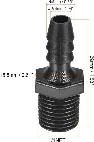MECCANIXITY Plastic Hose Fittings 1/4" Barb x 1/4" NPT Male Thread Adapter Tube Connector for Water Fuel Air, Pack of 3 in Saudi Arabia
