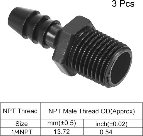 MECCANIXITY Plastic Hose Fittings 1/4" Barb x 1/4" NPT Male Thread Adapter Tube Connector for Water Fuel Air, Pack of 3 in Saudi Arabia