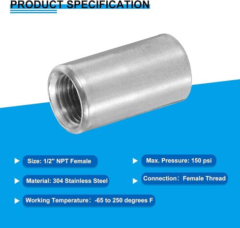 PATIKIL 1/8 "NPT أنثى اللحام اقتران، 5 حزمة 304 الفولاذ المقاوم للصدأ الخيوط نصف اقتران لحام على موصل تركيبات Bung لخزان الوقود الأنابيب in Saudi Arabia