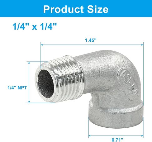 Hordion 2Pcs 304 Stainless Steel 90 Degree Elbow, 1/4" NPT Male x 1/4" NPT Female Cast Pipe Fitting in Saudi Arabia