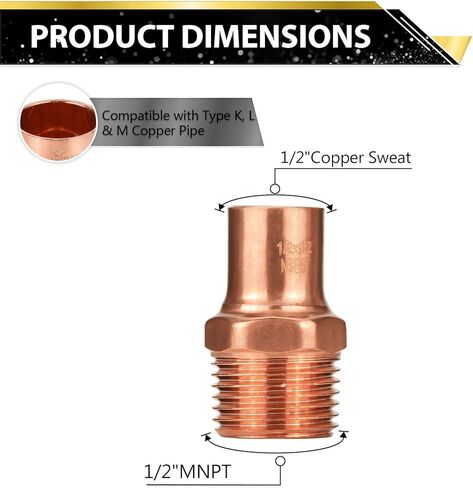 (عبوة من 10) محول ذكر نحاسي Foskan 1/2" C x 1/2" MNPT، تجهيزات سباكة نحاسية مع وصلة لحام العرق in Kuwait