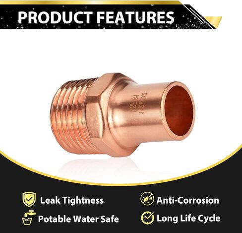 (عبوة من 10) محول ذكر نحاسي Foskan 1/2" C x 1/2" MNPT، تجهيزات سباكة نحاسية مع وصلة لحام العرق in Kuwait