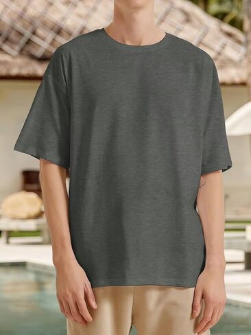 Mens Short Sleeve Crew Neck T Shirt Soft Casual Tee for Summer Vacation Travel Daily Wear Fashion Top Grey Heather in Saudi Arabia