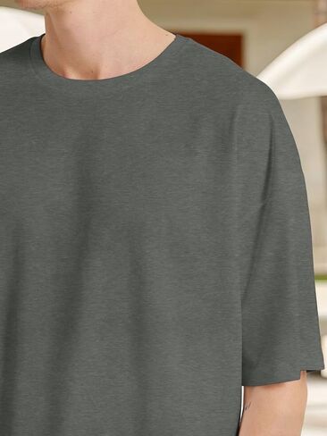 Mens Short Sleeve Crew Neck T Shirt Soft Casual Tee for Summer Vacation Travel Daily Wear Fashion Top Grey Heather in Saudi Arabia