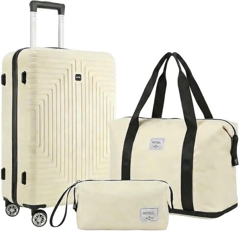 Hoteel Luggage Sets 3 Piece, 4-Year Warranty, Carry-On Luggage with Dual-Spinner Wheels, PC+ABS Hardside Suitcase Set with TSA Lock, Durable Carry On Suitcase, Beige(20IN/DB/TB) in Saudi Arabia