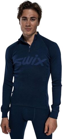 قميص Swix الرجالي النشط للتزلج عبر الريف متين ومريح بقصة ضيقة وأكمام طويلة Racex Merino بنصف سحاب M Baselayer قميص in Saudi Arabia