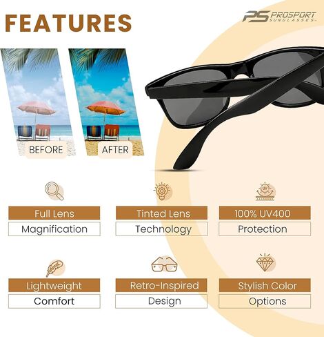 proSPORT Reading Sunglass Readers No Line Full Lens Men Women Smoke | Brown |Black |Tortoise Frame NOT BIFOCAL in Saudi Arabia