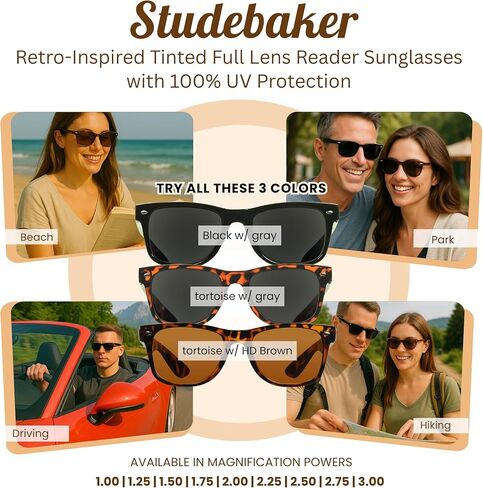 proSPORT Reading Sunglass Readers No Line Full Lens Men Women Smoke | Brown |Black |Tortoise Frame NOT BIFOCAL in Saudi Arabia