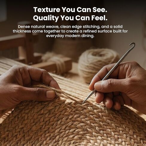 مفرش طاولة مضفر من الجوت من CRAFT TRADE لحفلات الزفاف ومزرعة ريفية عتيقة لتناول الطعام منسوجة يدويًا من السيزال في الأسبوع - مفرش طعام طبيعي - 13 × 36 بوصة، بيضاوي in Kuwait