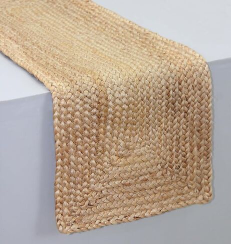 مفرش طاولة مضفر من الجوت من CRAFT TRADE لحفلات الزفاف ومزرعة ريفية عتيقة لتناول الطعام منسوجة يدويًا من السيزال في الأسبوع - مفرش طعام طبيعي - 13 × 36 بوصة، بيضاوي in Kuwait