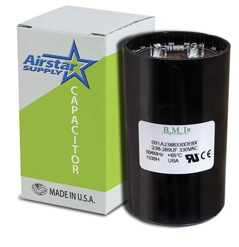 238-286 uF x 330 VAC BMI Capacitor # 091A238B330DE8X with Resistor in Saudi Arabia