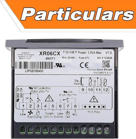 لجهاز التحكم في درجة الحرارة Dixell XR06CX-4N1F1 مع مسبار استشعار درجة الحرارة، وحدة تحكم ترموستات رقمية للثلاجات/الفريزر التجارية 120 فولت 50-60 هرتز in Saudi Arabia