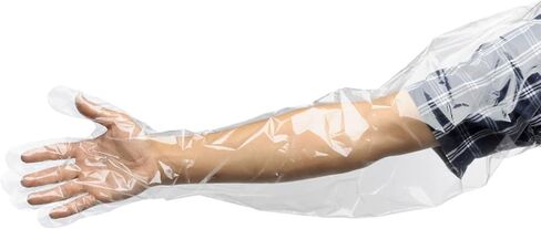 UoYu YouU 50 pcs Long Arm Examination Artificial Insemination Glove Disposable Soft Plastic Film Gloves White 34 In in Saudi Arabia