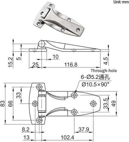 Stainless Steel Heavy Duty Door Hinge Thickened Industrial Large Mechanical Equipment 1Pcs in Saudi Arabia