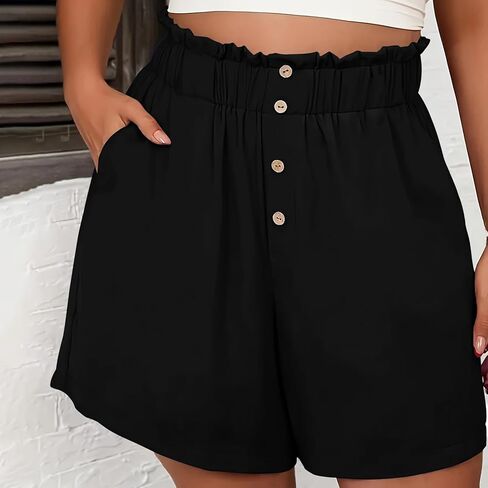 Womens Shorts 2026 Comfy Summer Button High Waist Casual Bermuda Shorts for Women Trendy Solid Color with Pockets in Saudi Arabia