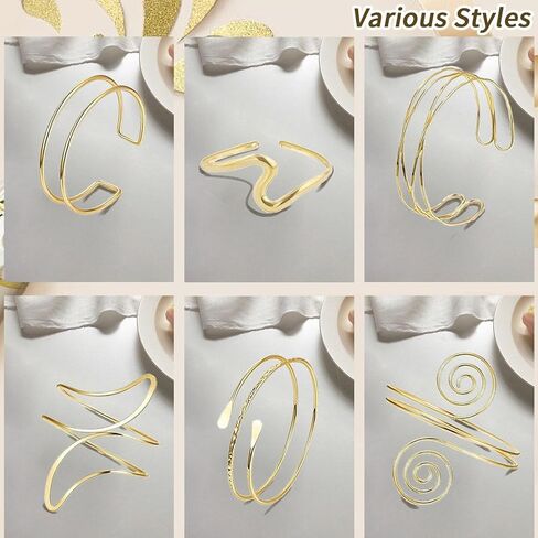 Gold Arm Cuff Jewelry for Women, Upper Arm Cuff Bracelets Bangle for Women, Adjustable Minimalist Open Arm Cuff Armlet Armband in Saudi Arabia