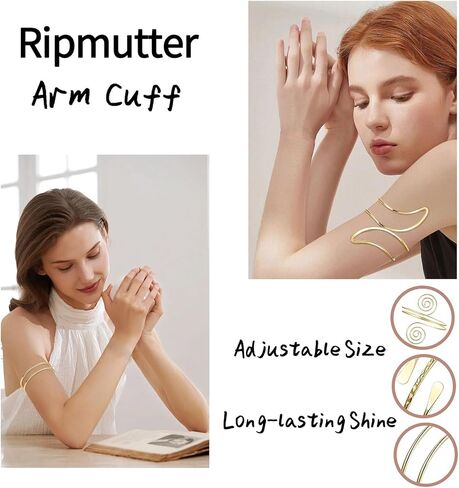 Gold Arm Cuff Jewelry for Women, Upper Arm Cuff Bracelets Bangle for Women, Adjustable Minimalist Open Arm Cuff Armlet Armband in Saudi Arabia
