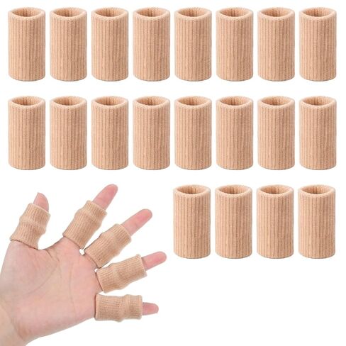 TIESOME 20 Pcs Finger Sleeves for Arthritis, Elastic Finger Compression Sleeves Thumb Splint Support, Breathable Pain Relief Protector for Tendon, Joint and Arthritis, Sports Aid (Skin Tone) in Saudi Arabia