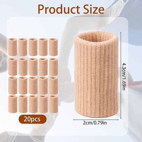 TIESOME 20 Pcs Finger Sleeves for Arthritis, Elastic Finger Compression Sleeves Thumb Splint Support, Breathable Pain Relief Protector for Tendon, Joint and Arthritis, Sports Aid (Skin Tone) in Saudi Arabia
